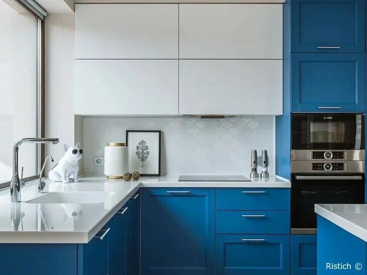 Кухня синий с белым фото Ристич, custom furniture, Cheboksary, Lomonosova Street, 2 - Yandex Maps