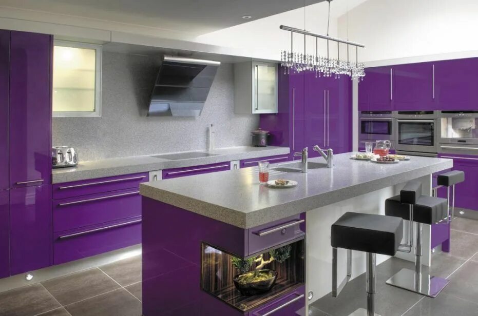 Кухня сиреневого цвета в интерьере Purple Kitchens Gallery for Your Inspiration - Classic Kitchens Direct Purple ki