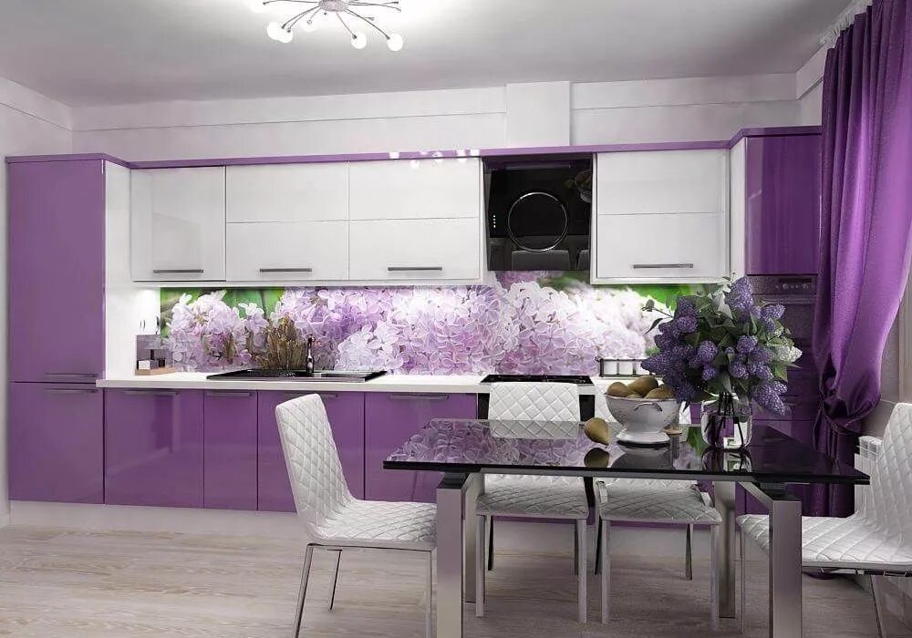 Кухня сиреневого цвета в интерьере фото Интерьер в сиреневом цвете
