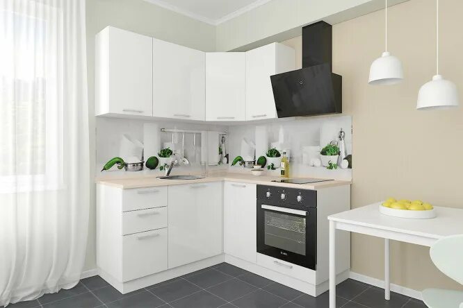 Кухня сити хофф фото Модульный кухонный гарнитур Сити 1,6х1,6 м белый - купить по цене 63 842 рубля в