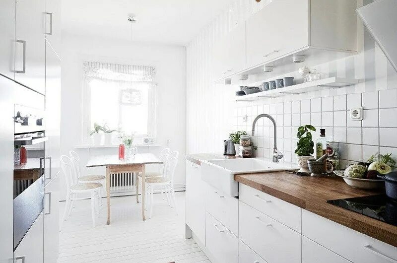 Кухня скандинавский стиль в интерьере белая Biselado / Liso Dar Ceramics ★ Коллекция плитки Biselado / Liso Dar Ceramics - к