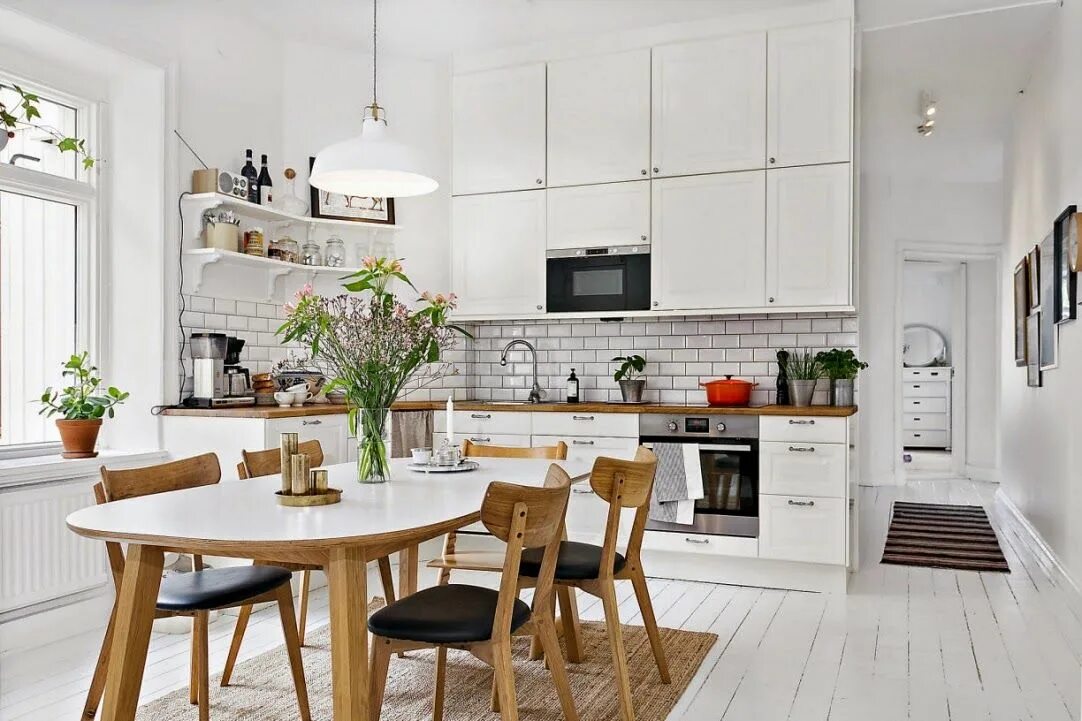 Кухня скандинавский стиль в интерьере белая kuchnia z białymi meblami Scandinavian interior kitchen, Kitchen layout, Kitchen