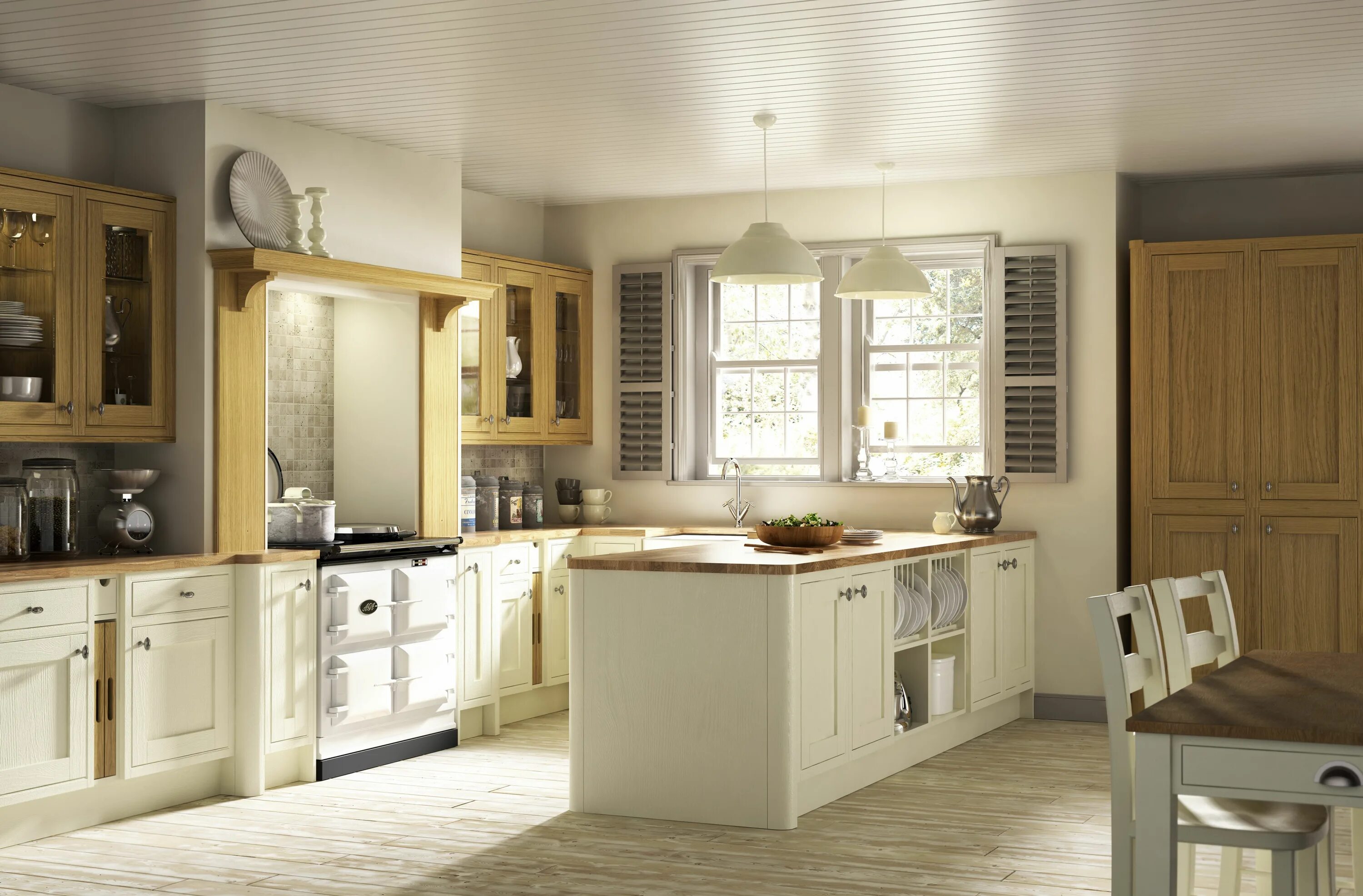 Кухня слоновой кости в интерьере фото New England Oak and Ivory- Every door is of an In-Frame design which creates a n