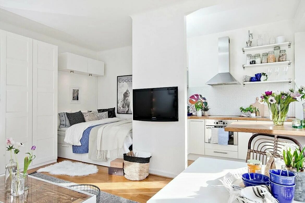 Кухня со спальней фото Как жить с комфортом в квартире-студии 20 кв. метров Мебель 169 - о дизайне и ре