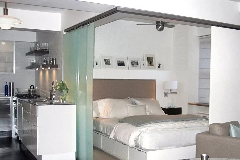 Кухня со спальней фото 65 идей зонирования однокомнатной квартиры - фото