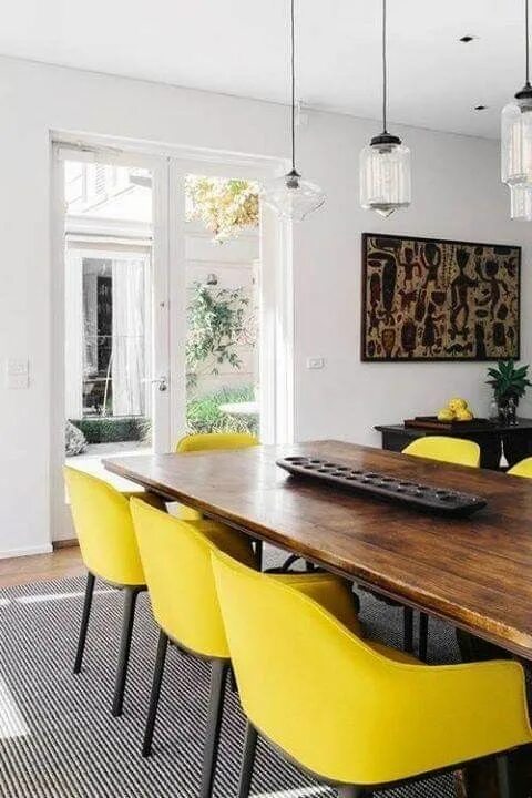 Кухня со стульями интерьер Pin by Luz Adriana Garcia on casa Dining room design, Yellow dining chairs, Hous