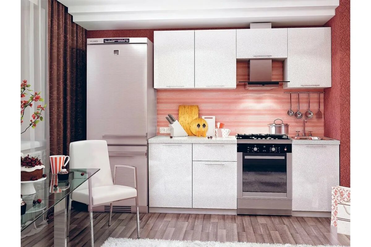 Кухня софия интерьер Кухня София 2,1 210х216х60 ЛДСП Белый, артикул 10072266 - Купить недорого в Моск