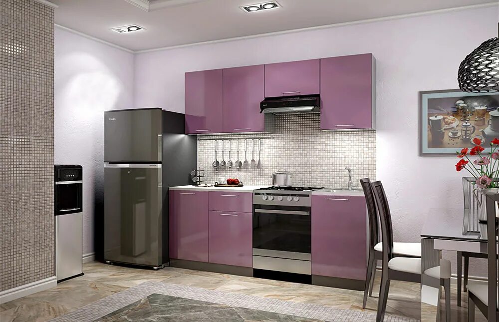 Кухня софия интерьер Модульная кухня Олива Сирень металлик купить в Новосибирске - Melabi