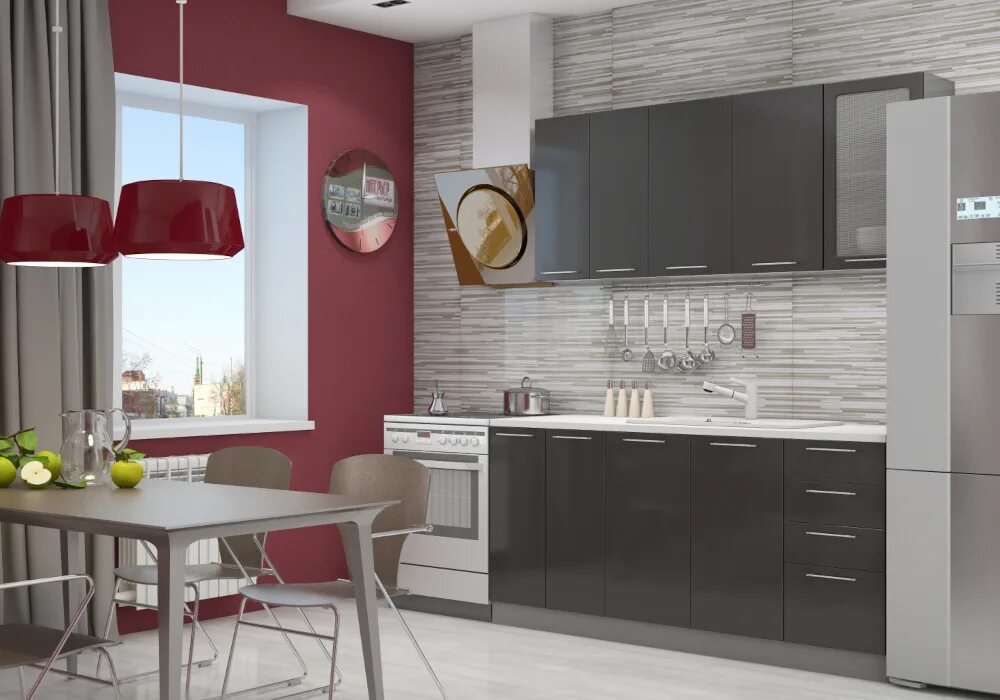 Кухня софия интерьер Купить Модульная кухня Олива арт. 08-50302 Черный металлик цена 16 810 руб. в Че