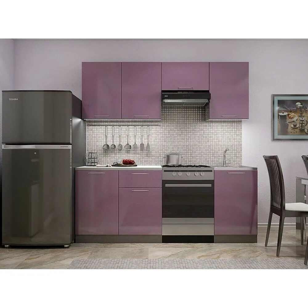 Кухня софия интерьер Купить Кухня София Комплектация 05 (Сирень металлик) "2,1м" по выгодной цене в М