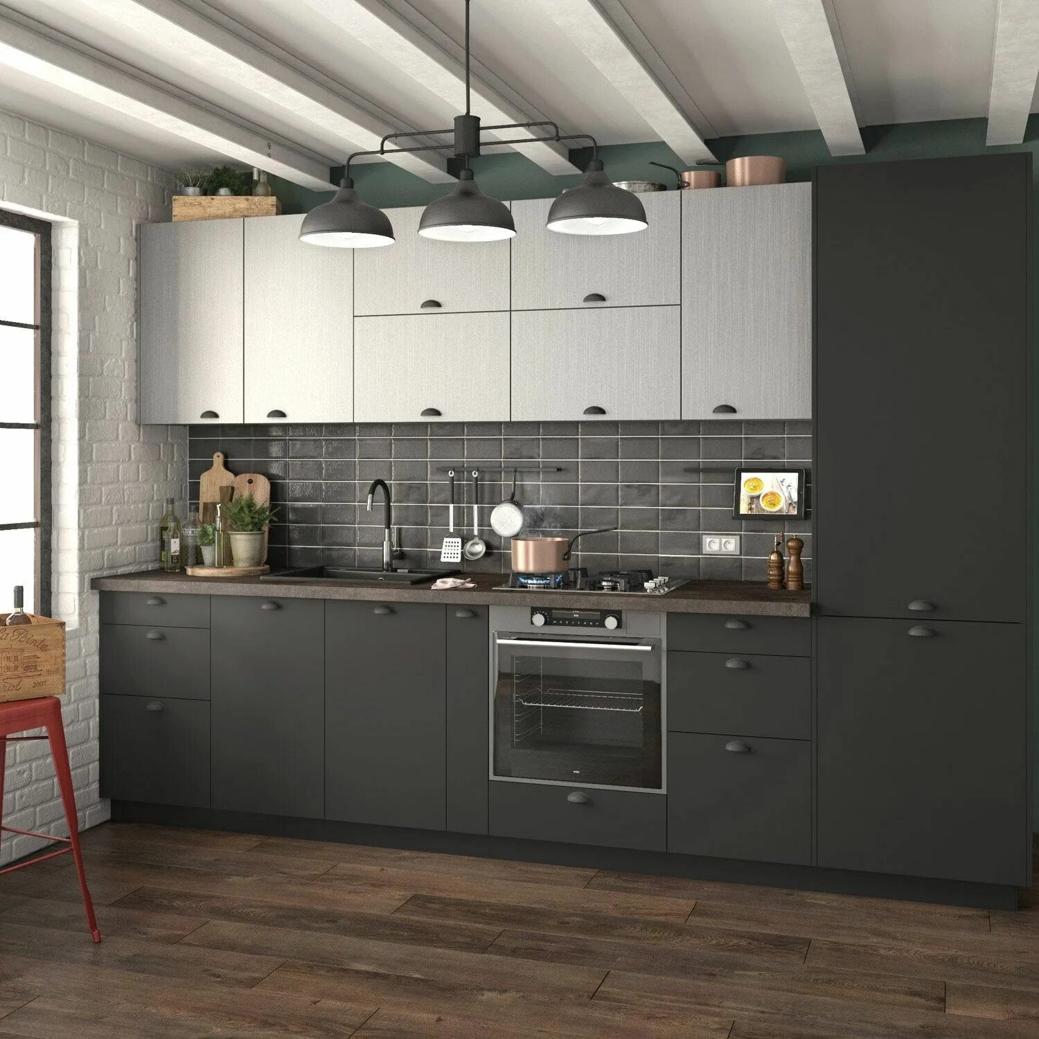 Кухня софия леруа в интерьере Cuisine complète Soho noire DELINIA ID Muebles de cocina, Diseño de cocina, Gabi