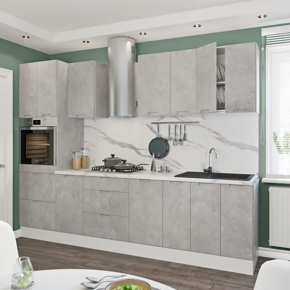 Кухня софия леруа в интерьере Фасад для кухонного ящика под духовку Берлин 16.7x44.7 см Delinia ID МДФ цвет се