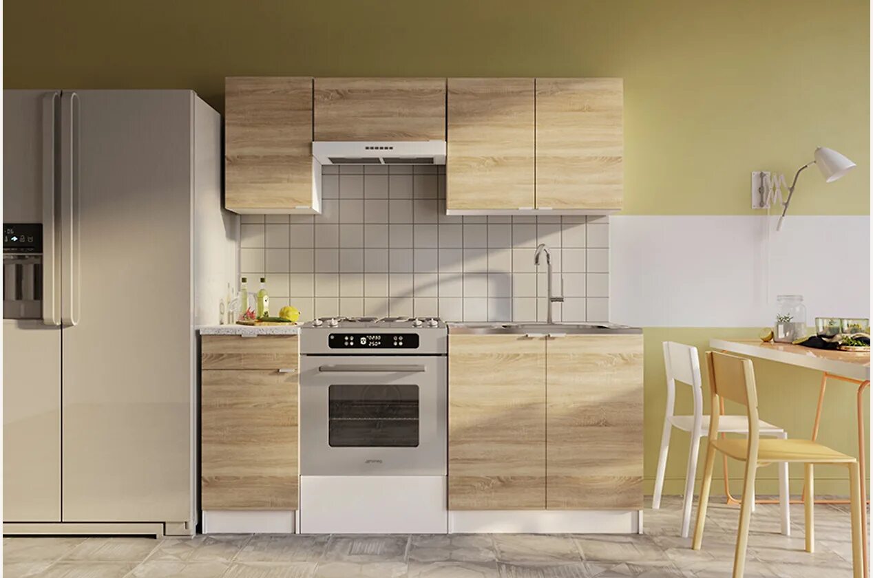 Кухня сонома в интерьере Кухонный гарнитур Мия-3 Дуб Сонома в Ярославле - цены от производителя, купить з