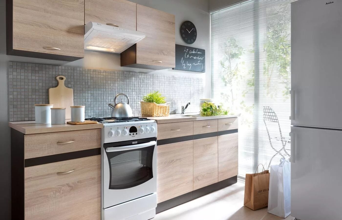 Кухня сонома в интерьере BLACK RED WHITE JUNONA LINE kitchen set Colour wenge/sonoma - ATEHNO