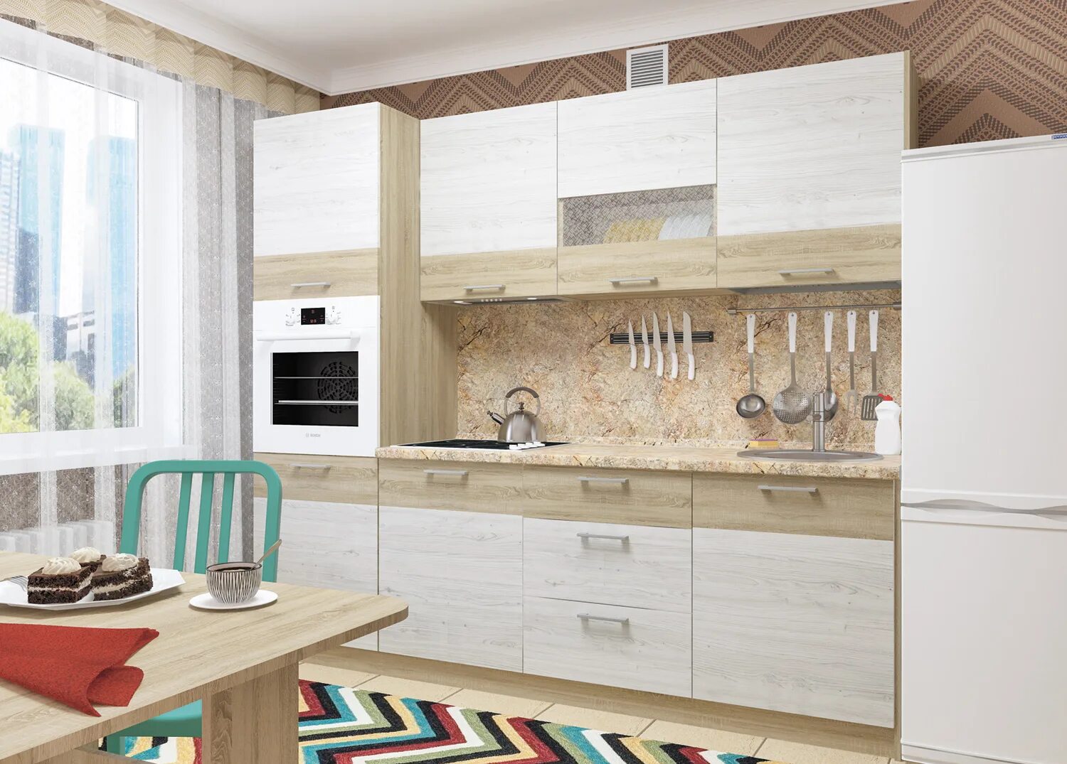 Кухня сонома в интерьере Кухонный гарнитур Николь-3 - купить с доставкой, цена в Первый Гипермаркет Мебел