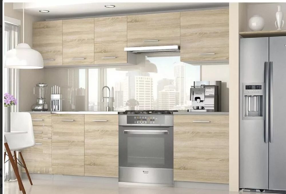 Кухня сонома в интерьере Cheap kitchen units/cabinets Complete set 240cm 7units,budget kitchen sonoma oak