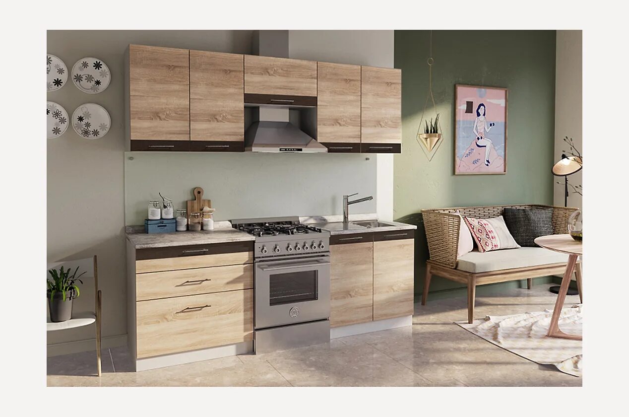 Кухня сонома в интерьере Кухонный гарнитур Арго-2 Дуб Сонома / Венге в Владивостоке - цены от производите