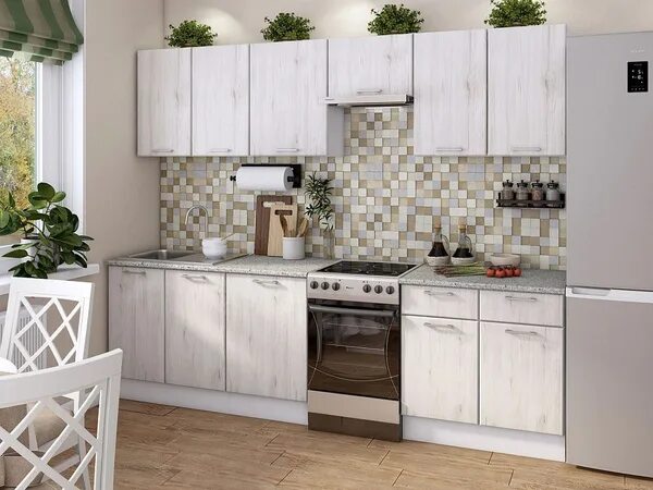 Кухня сосна фото Кухонный гарнитур Сосна, столешница, ЛДСП, рустик серый, 2.5 м, MebelVia купить 