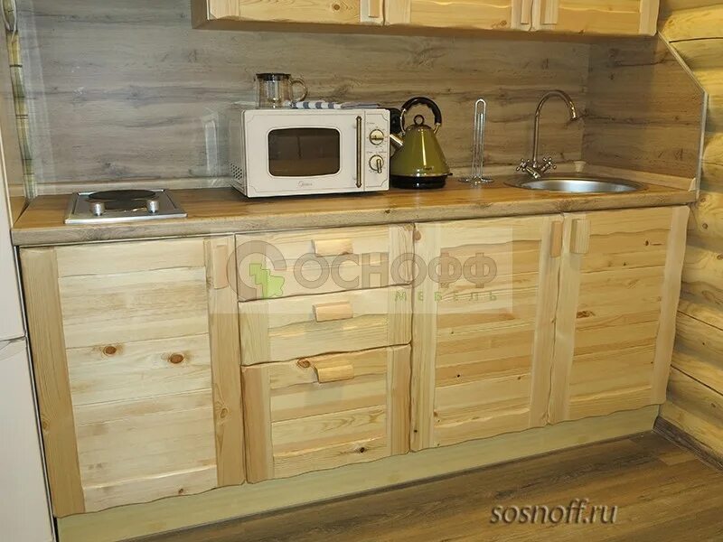 Кухня сосна фото Кухня "Скандинавия" (сосна) - купить деревянную кухню из массива сосны Sosnoff.r