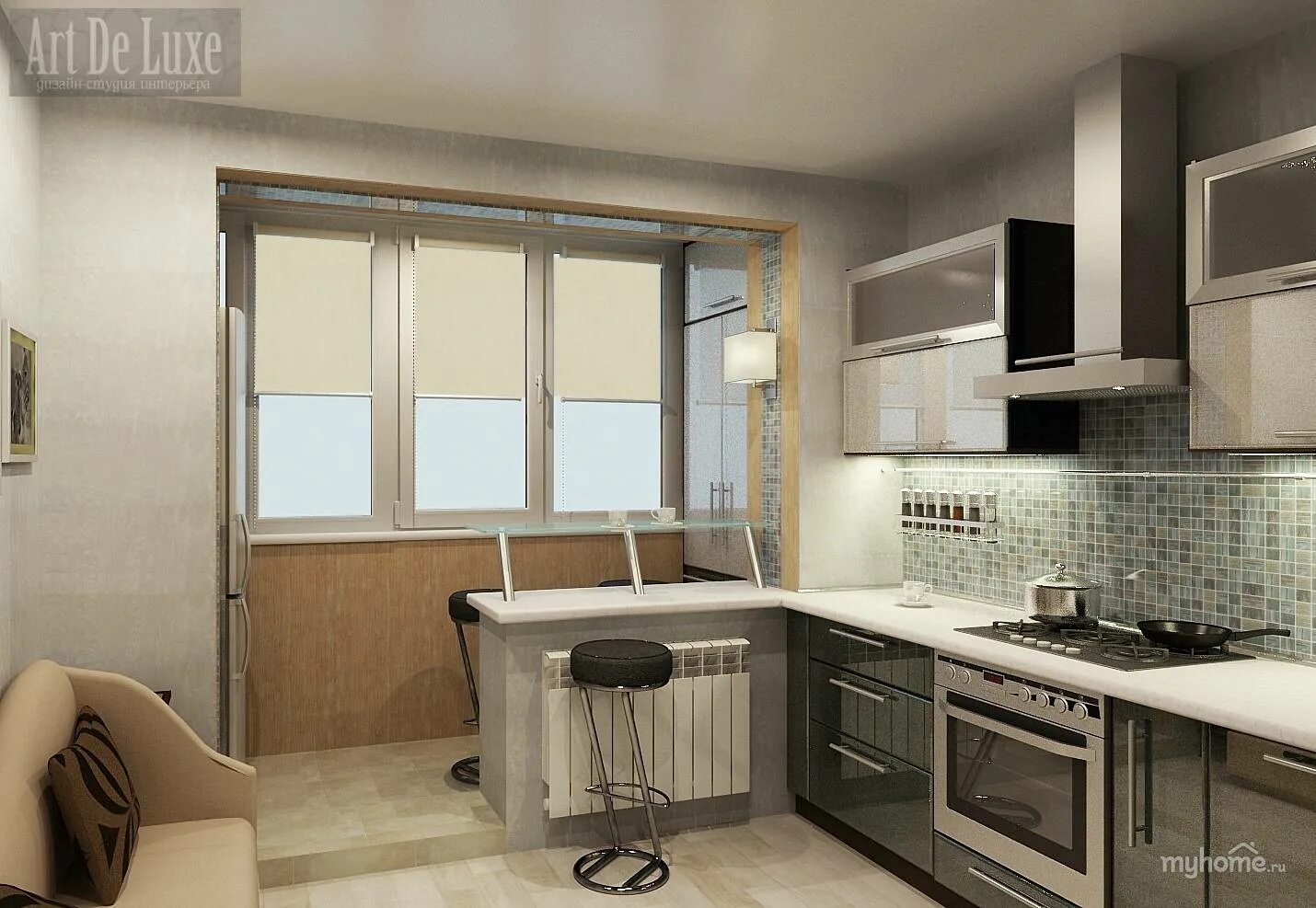 Кухня совмещенная с балконом реальные фото Дизайн Г-образной кухни 7 кв.м объединенной с балконом (10 фото)