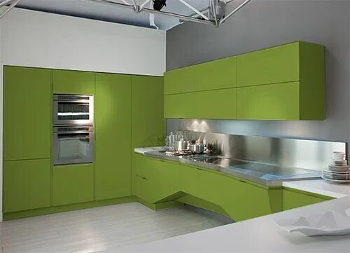 Кухня современная дизайн зеленая Futuristic Kitchen Design by Florida - Mesh Green kitchen, Italian kitchen desig