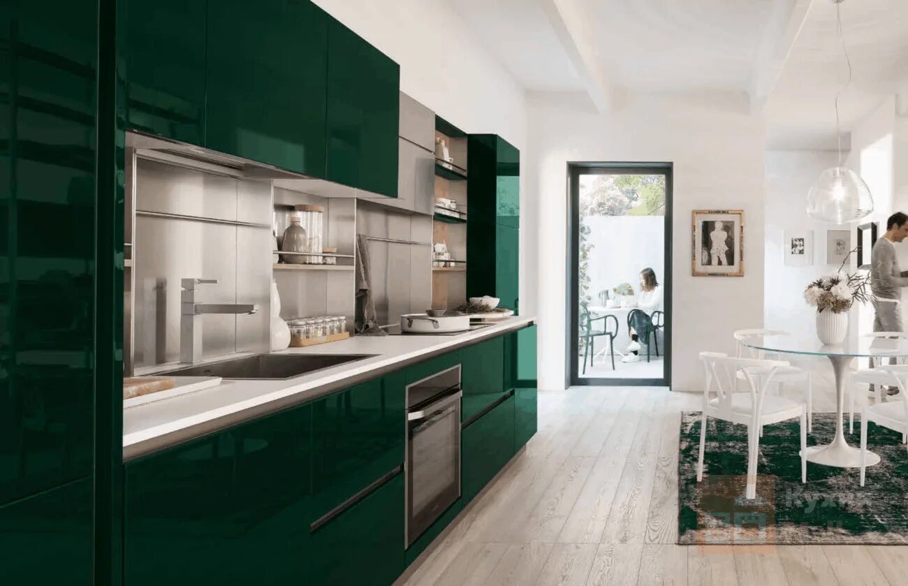 Кухня современная дизайн зеленая Кухня акрил Патрицио