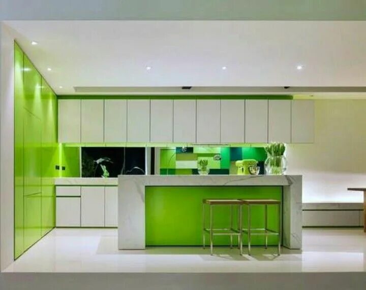 Кухня современная дизайн зеленая kitchen Architecture design, House design, Minimalist home