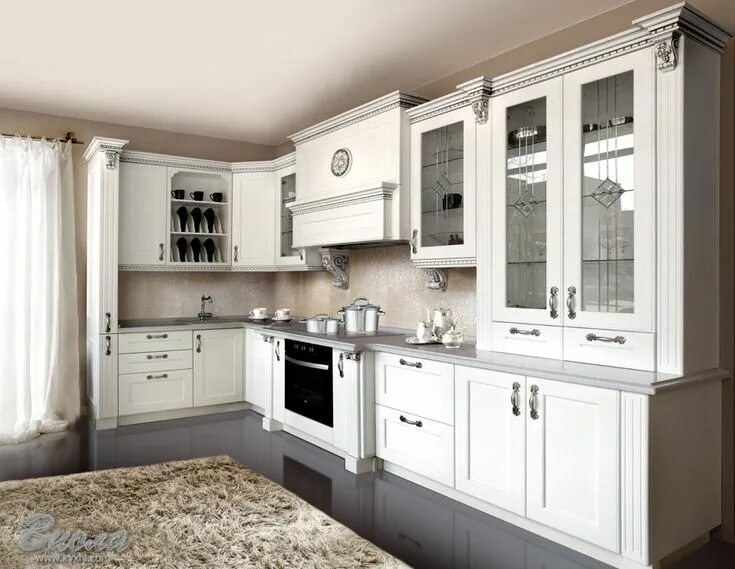 Кухня современная классика фото угловая Классические угловые кухни (белый цвет): фото, дизайн, купить Элитные кухни, Кух