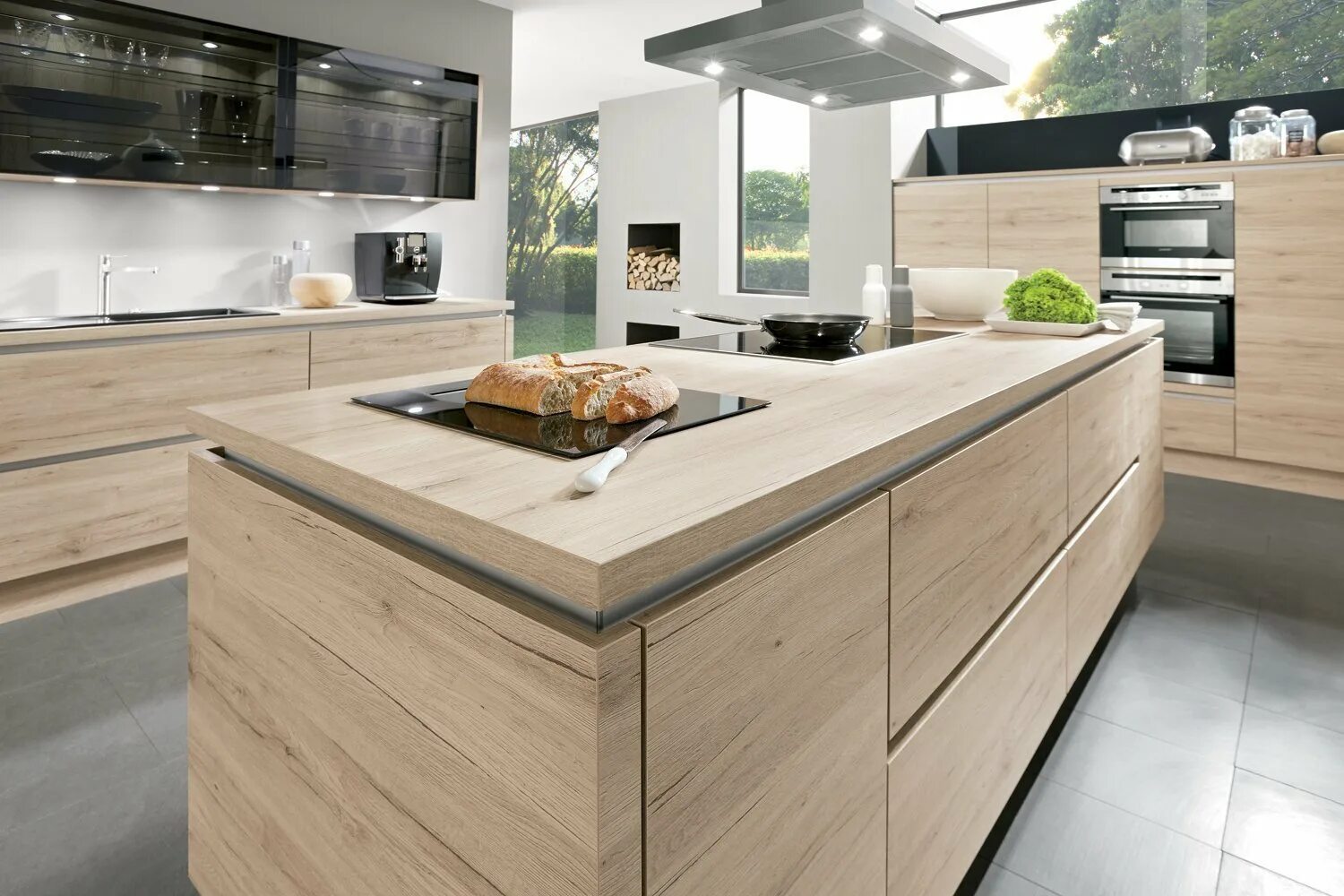 Кухня современный дизайн дерево Nobilia Küchen Дизайн кухонь, Ремонт кухни, Интерьер кухни