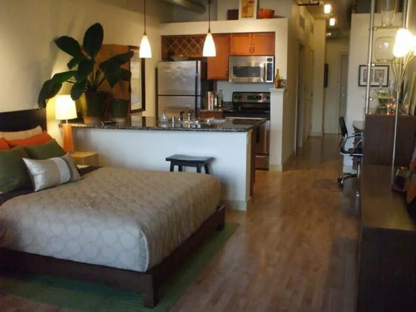 Кухня спальная фото Дизайн маленькой квартиры-студии Cтатьи о мебели и интерьере