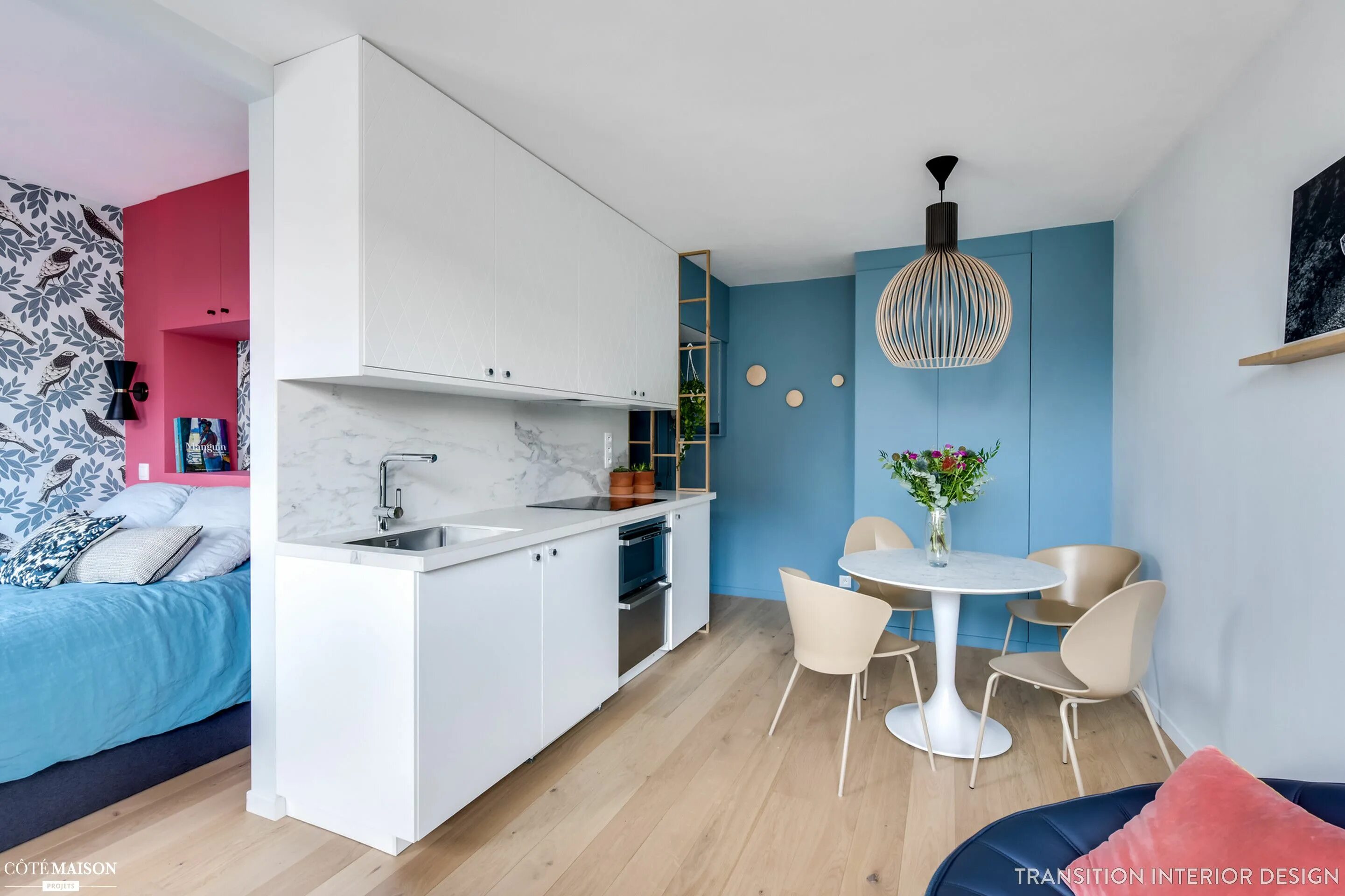 Кухня спальня дизайн Appartement de 26 m2 à Paris, Paris, Transition Interior Design - architecte d'i