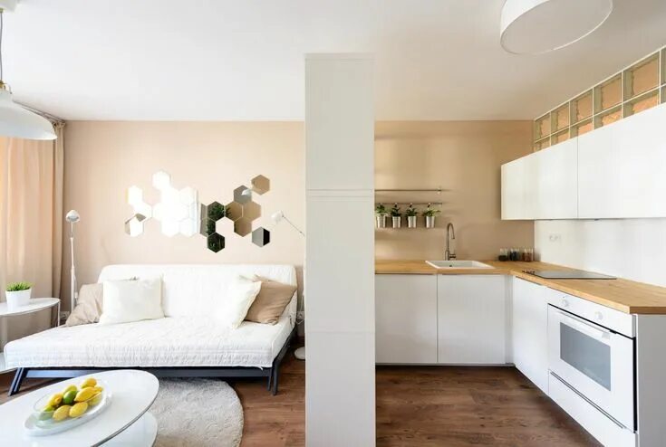 Кухня спальня дизайн 20 кв м Ikea interior of one-room apartment, Bratislava, Slovakia RULES architects