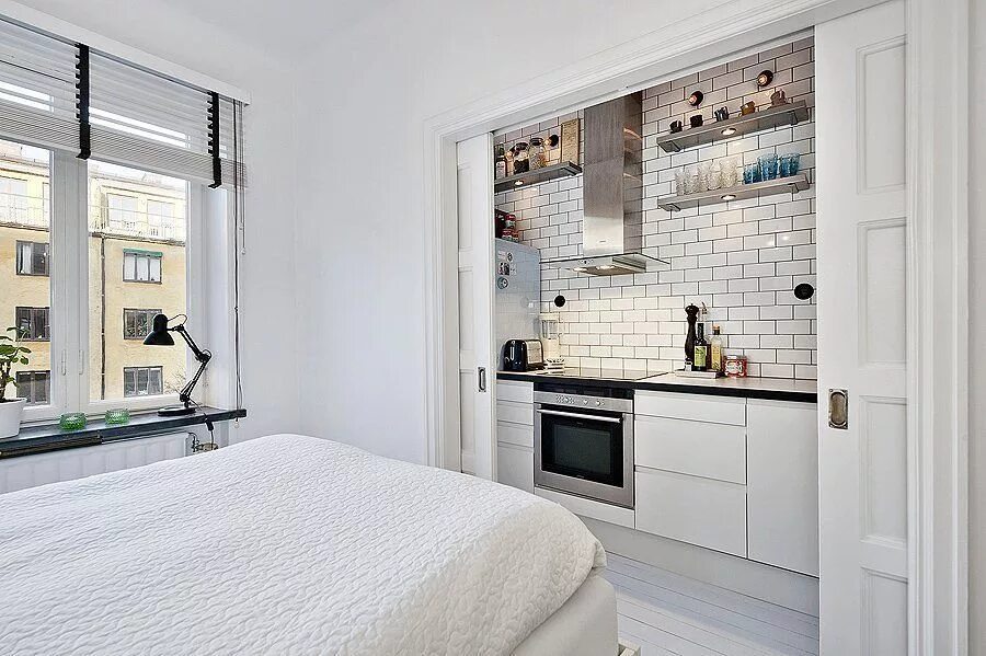 Кухня спальня дизайн Pequeños Espacios, Grandes Soluciones: Cocinas Compactas Ideas Reformas Cocinas 