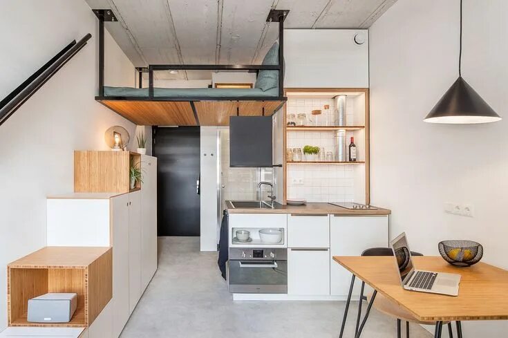 Кухня спальня дизайн Tiny 18 Sqm Apartment Offers Student Housing with Space-Savvy Ease Small apartme
