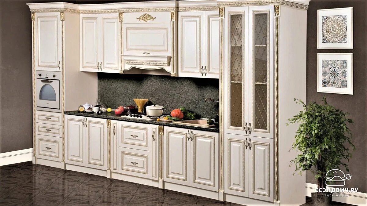 Кухня ставрополь фото Кухня 4,6 "Белла" (Бежевый/Золото) (МДФ/Лак) /Sk/Am. Купить Кухни прямые с доста