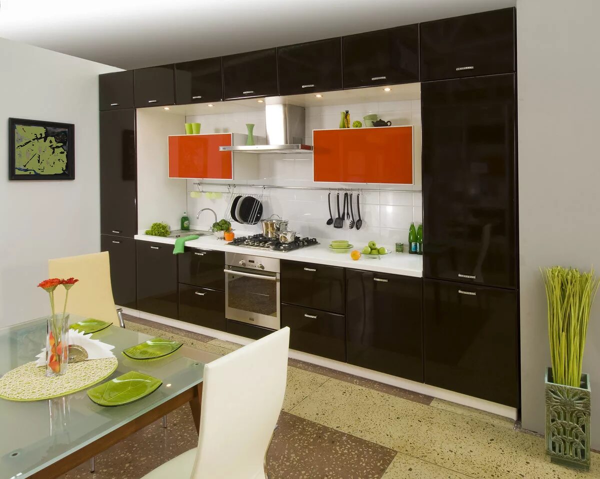 Кухня стенка дизайн фото Контрастная черно-белая кухня Мокко от производителя КухниСпаркс ⭐