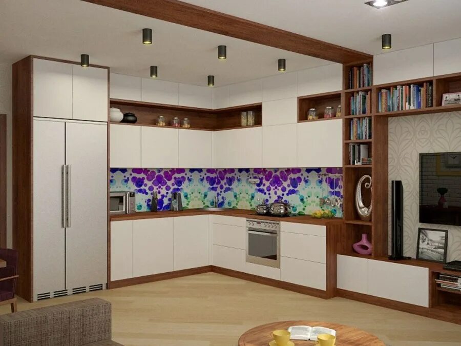 Кухня стенка дизайн фото Кухонный гарнитур переходящий в гостиную мебель (73 фото) - красивые картинки и 