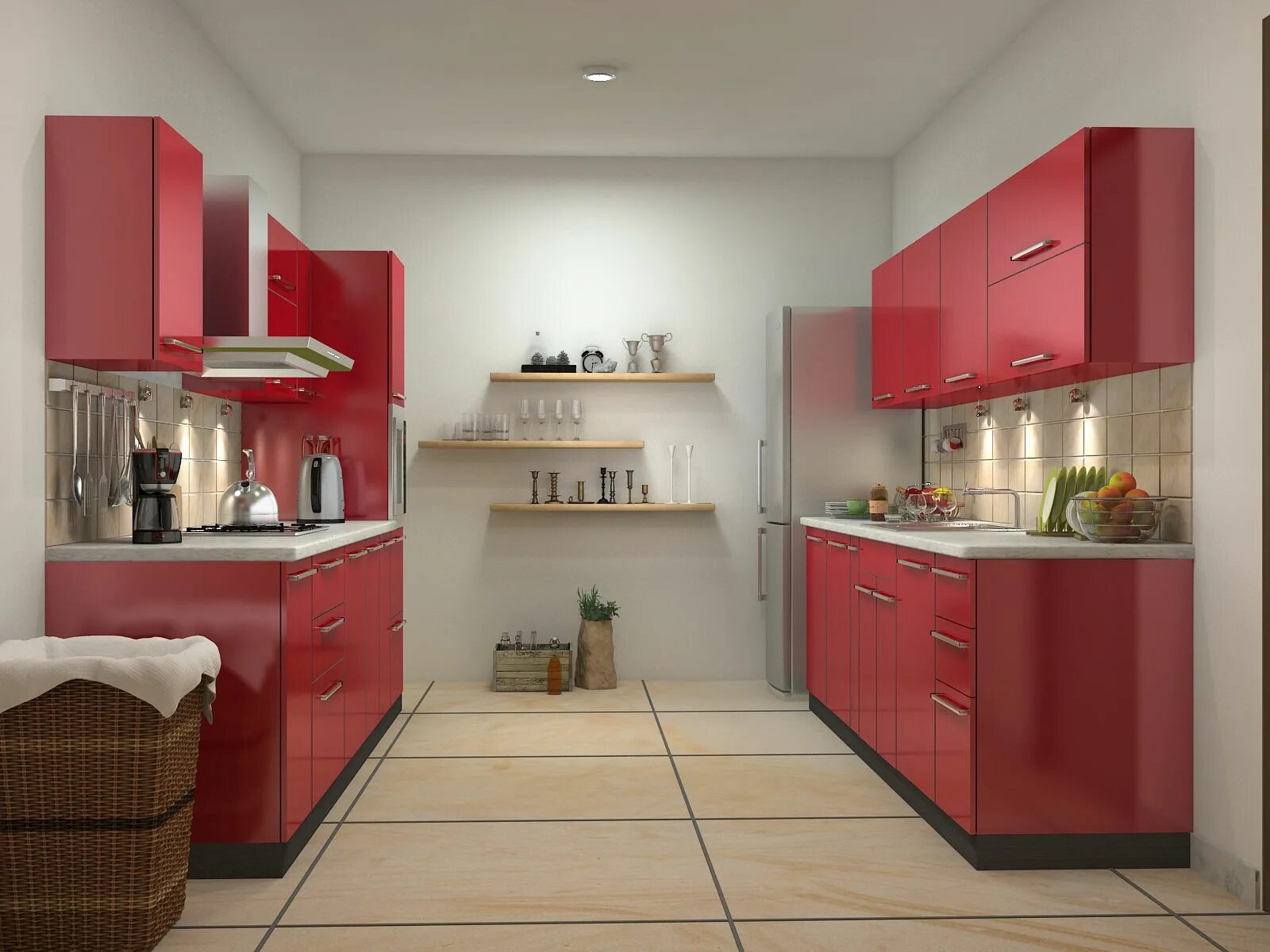 Кухня стенка дизайн фото Red kitchen design ideas Parallel kitchen design, Modular kitchen design, Modern