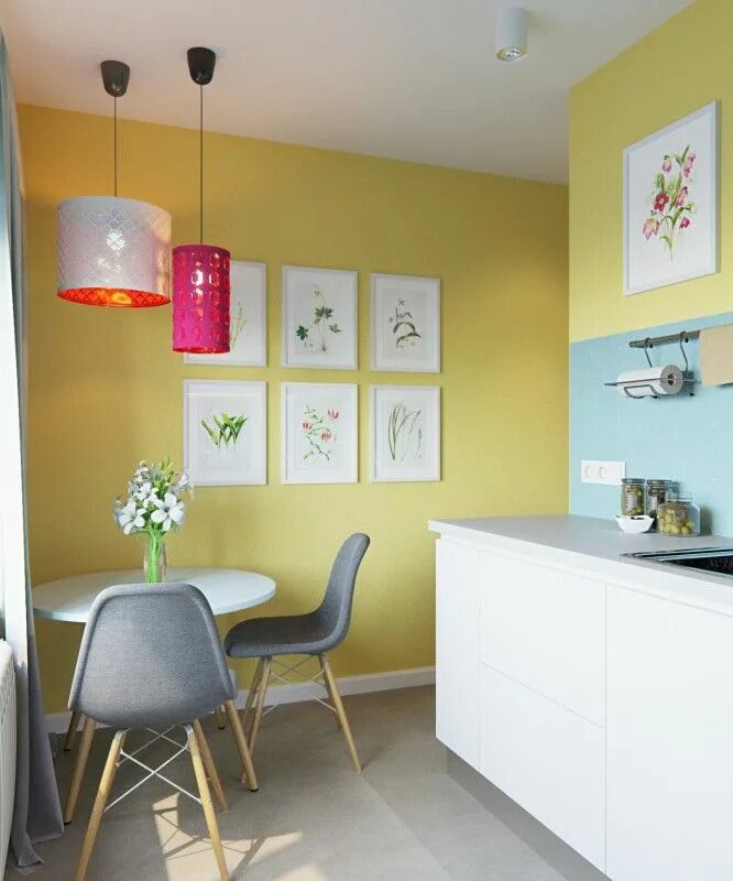 Кухня стены краска фото свежие идеи ∙ новые решения ∙ полезный дизайн Кухня в желтых тонах, Интерьер кух