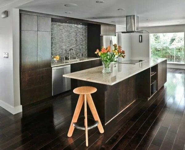 Кухня стены ламинат дизайн imgur.com Dark wood kitchen cabinets, Wood floor kitchen cabinets, Wood floor ki