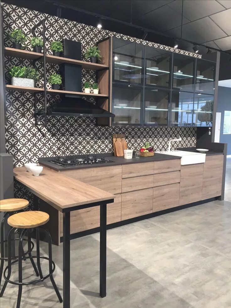 Кухня стиль лофт из металла Proyectos de Cocinas On Line - Kansei Cocinas Servicio profesional de Diseño y D