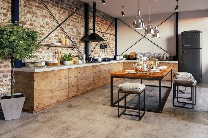 Кухня стиль лофт из металла Лофтовый стол своими руками - Своими руками Лофт кухня, Стол своими руками, Кухн