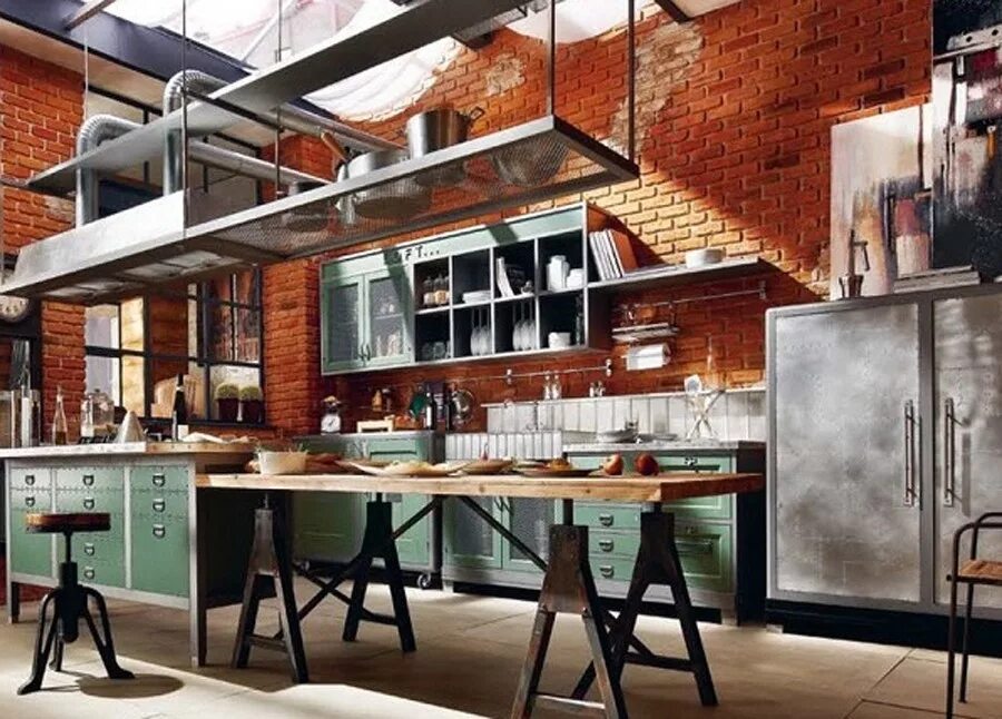 Кухня стиль лофт из металла Кухня лофт 94 заказать недорого в Москве - 1Кухонный