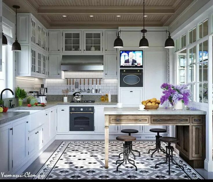 Кухня стиле фото интерьер 2 стильных интерьера в стиле Прованс Provence kitchen, Kitchen floor plans, Kitc