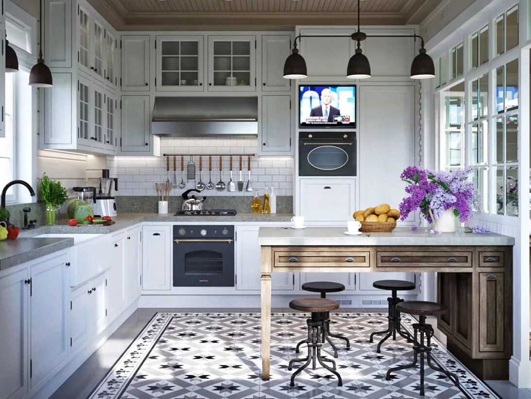 Кухня стили интерьера в доме Плитка для загородного дома