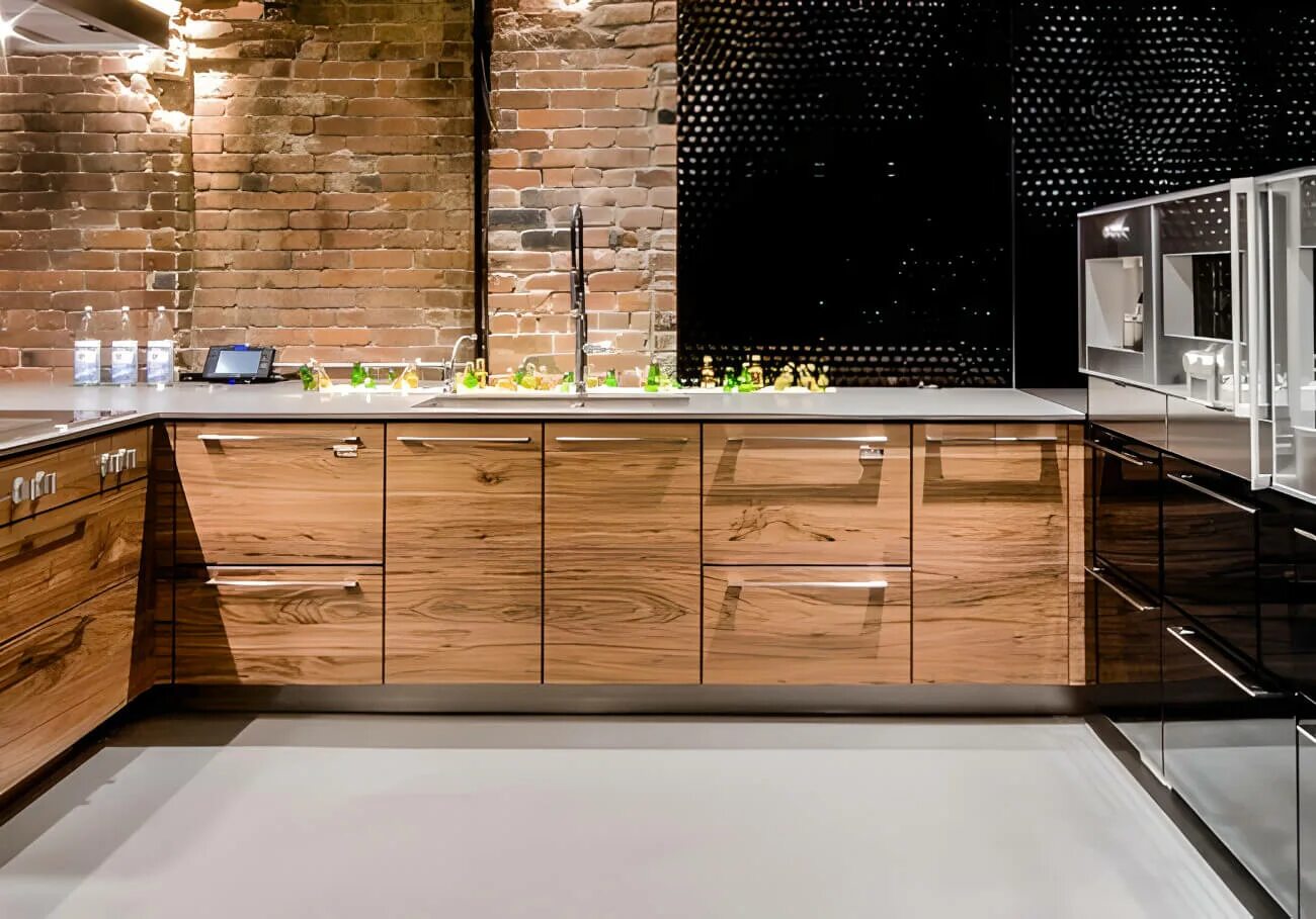 Кухня стиля лофт дерево Угловая Кухня Evanes