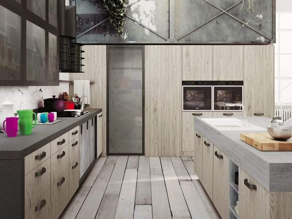 Кухня стиля лофт дерево Дизайн кухни бетон и дерево (89 фото) " НА ДАЧЕ ФОТО