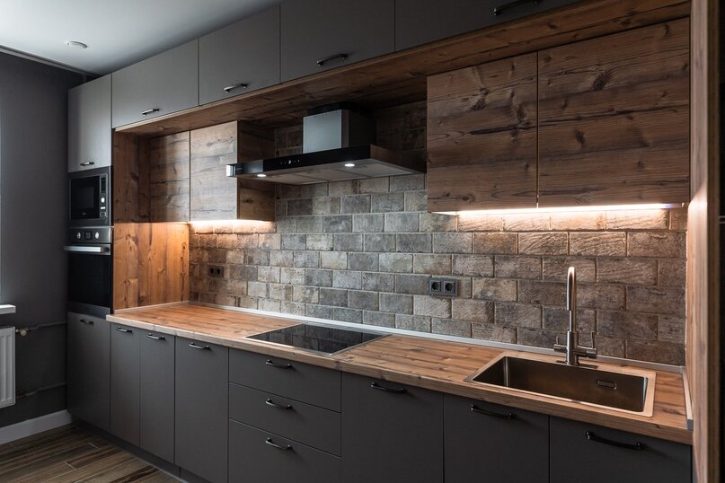 Кухня стиля лофт дерево Изготовление кухонной мебели в Суздале - Изготовление кухни - Ремонт и строитель