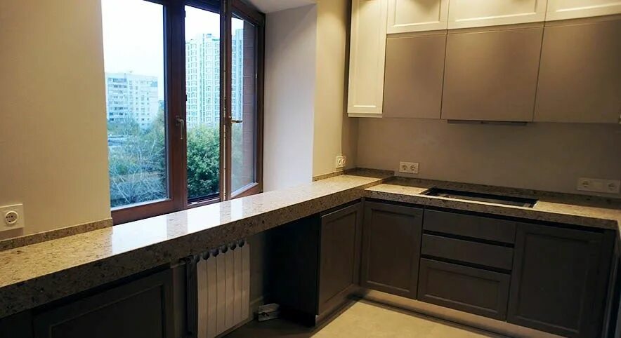 Кухня столешница у окна фото окна только на проветривание Интерьер, Столики, Дизайн интерьера