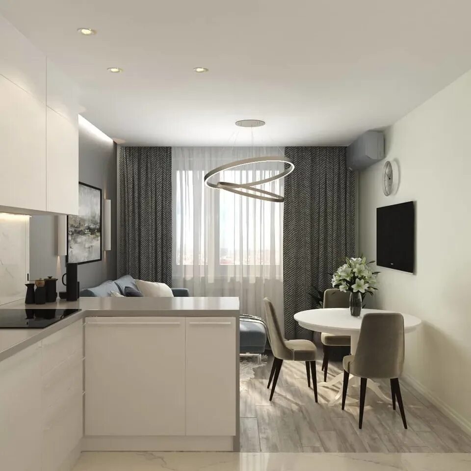 Кухня столовая 17 кв м дизайн фото Rectangular kitchen living room with balcony design (52 Photos)